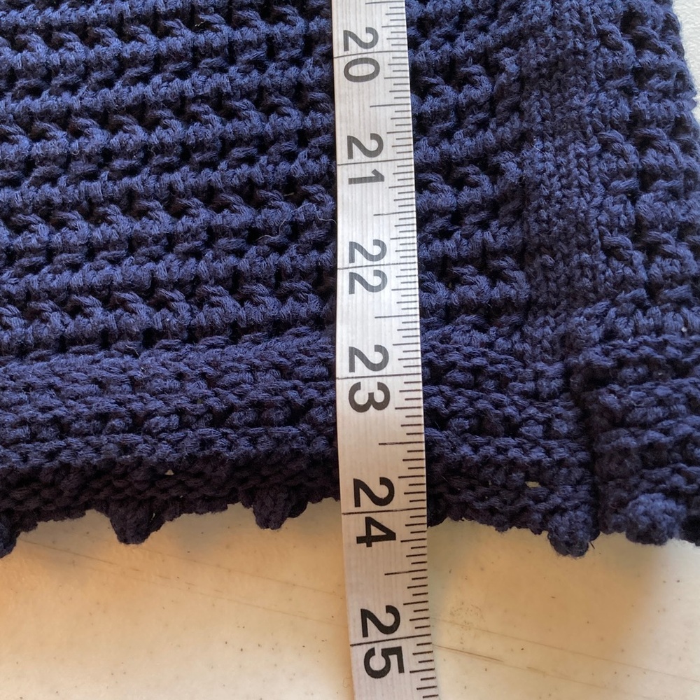 Talbots Navy Open-Knit V-Neck Button Front Cardigan - Picture 8 of 9